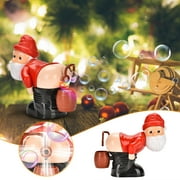 Qianying Christmas Bubble Machine,Bubble Blower Funny toy Party Music Led Light Colorful Bubbles,Christmas Stocking Stuffers Gift for Kids (60Ml Bubble Solution)